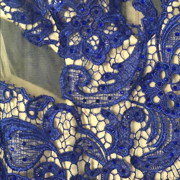 Royal Blue Lace Gown with Small Train - Picture 5 of 8